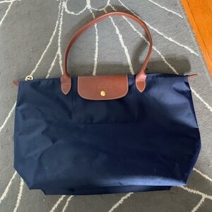 Longchamp dark blue lepaige shopping tote